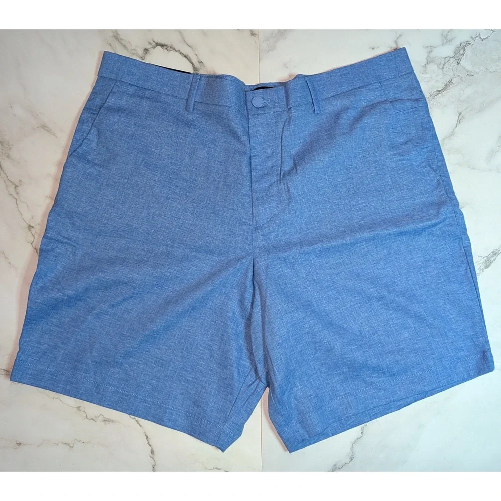 Banana Republic Core Temp Linen Blend 9 Inch Shorts Blue Mens 40 NEW